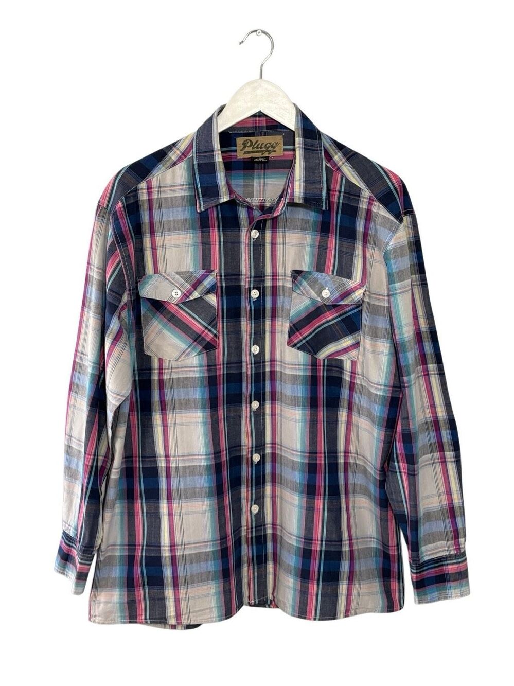 Vintage Plugg 100% cotton plaid button down shirt - XL